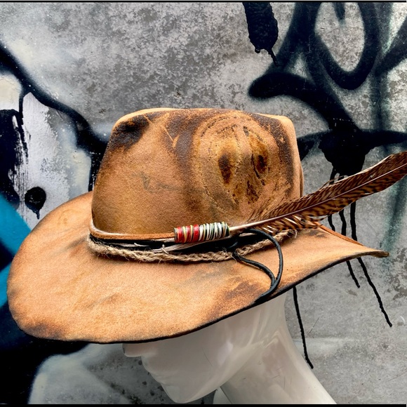 SOLD Funky Distressed Festival Hat